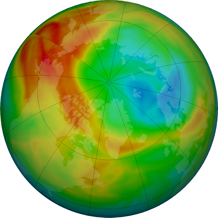 Arctic ozone map for 29 January 2020